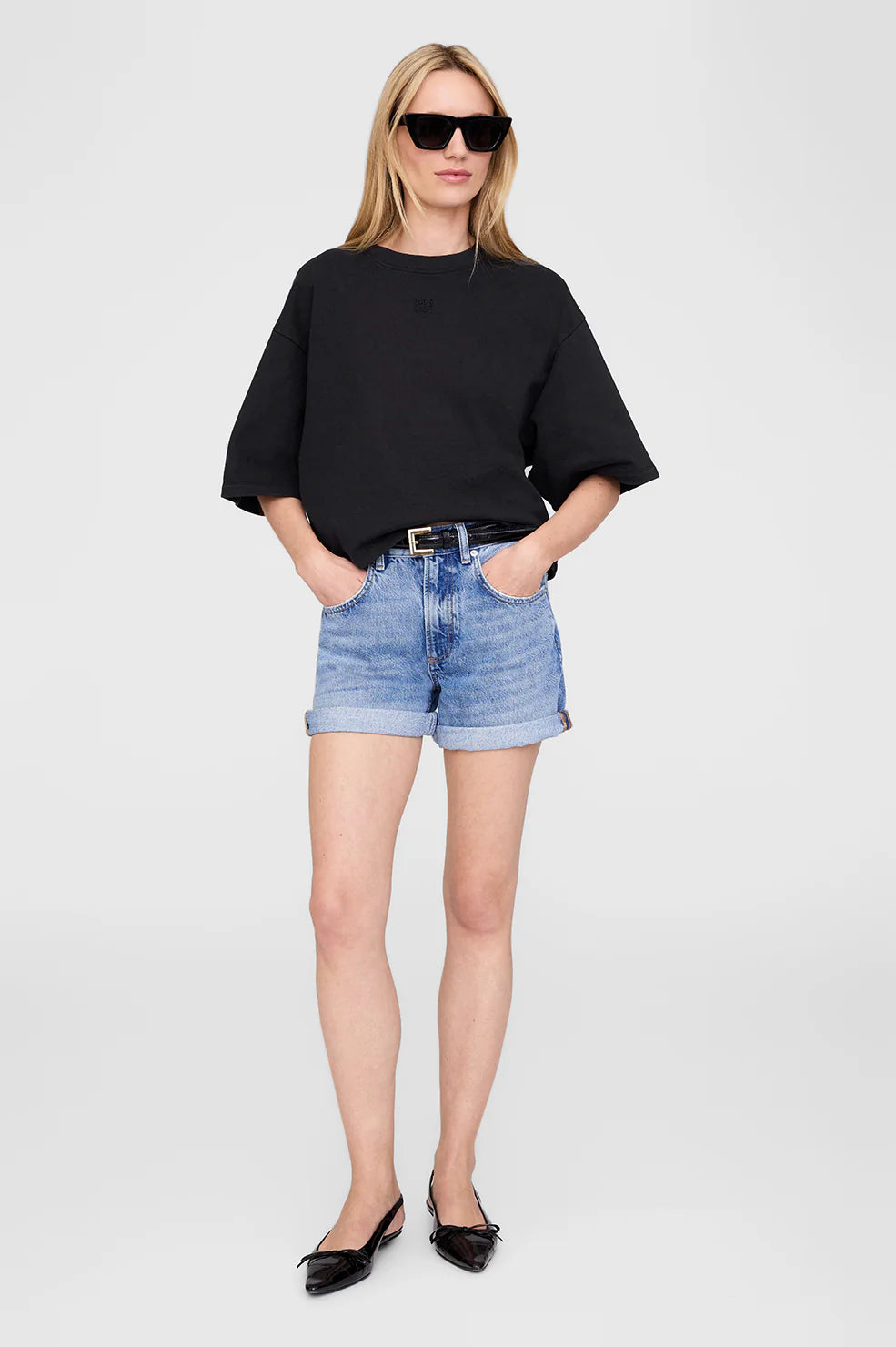 Myers Cropped Tee - Faded Black French Terry