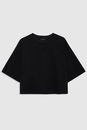 Myers Cropped Tee - Faded Black French Terry