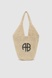 Small Leah Hobo Anine Bing Natural With Black  | PALIHOUSE