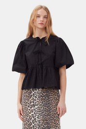 Cotton Poplin Peplum Blouse
