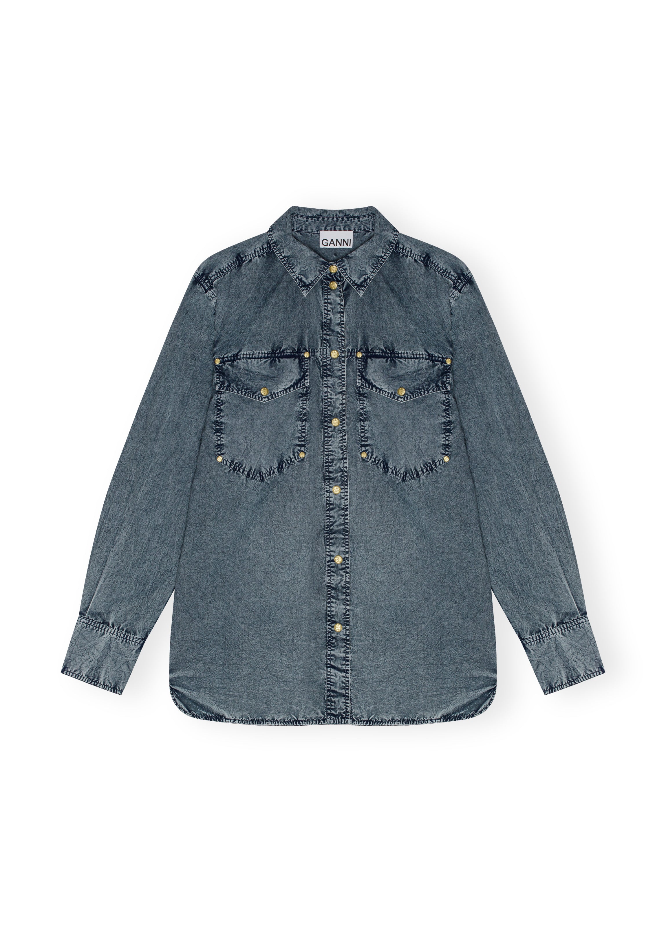 Cotton Poplin Oversized Rivet Shirt