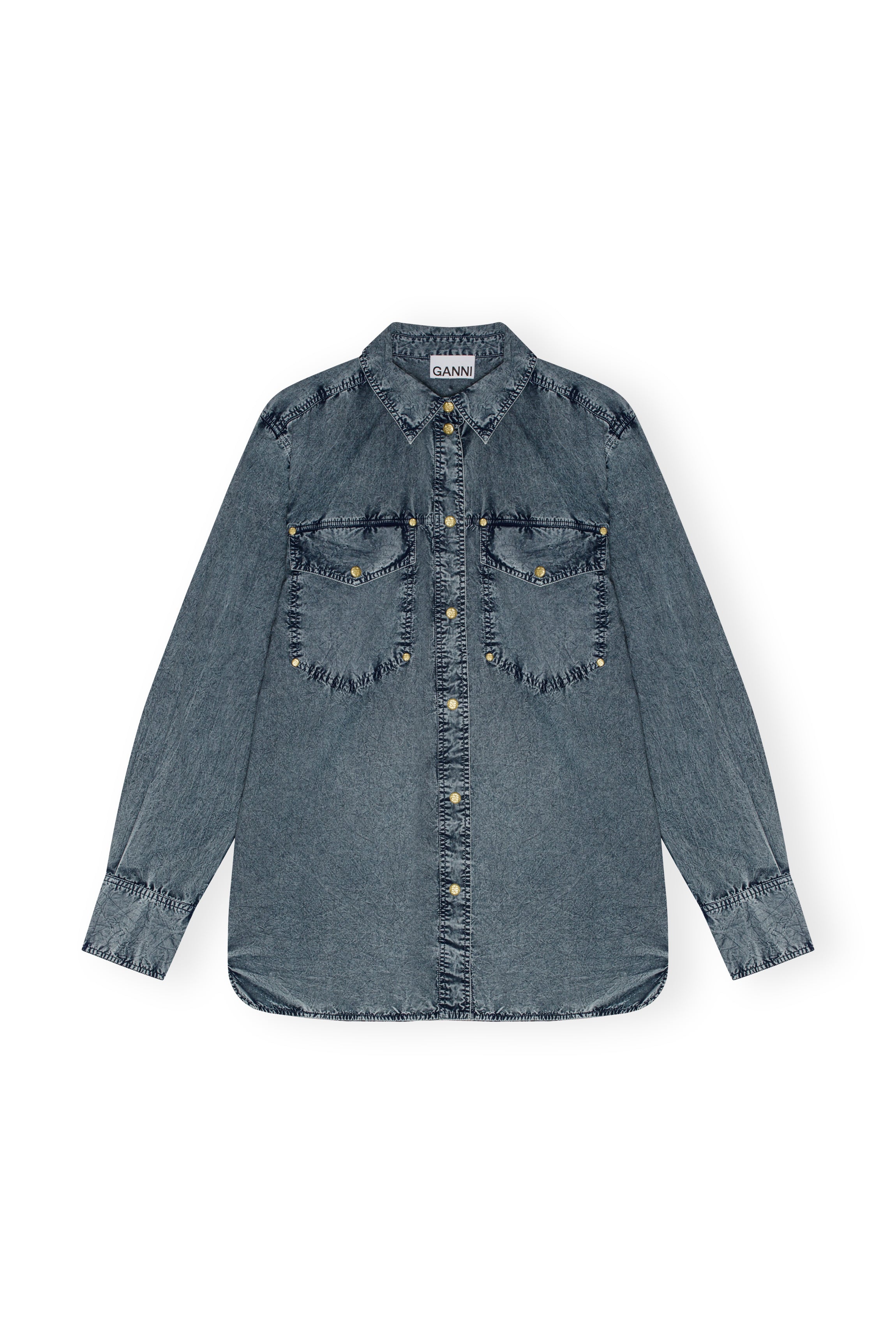 Cotton Poplin Oversized Rivet Shirt