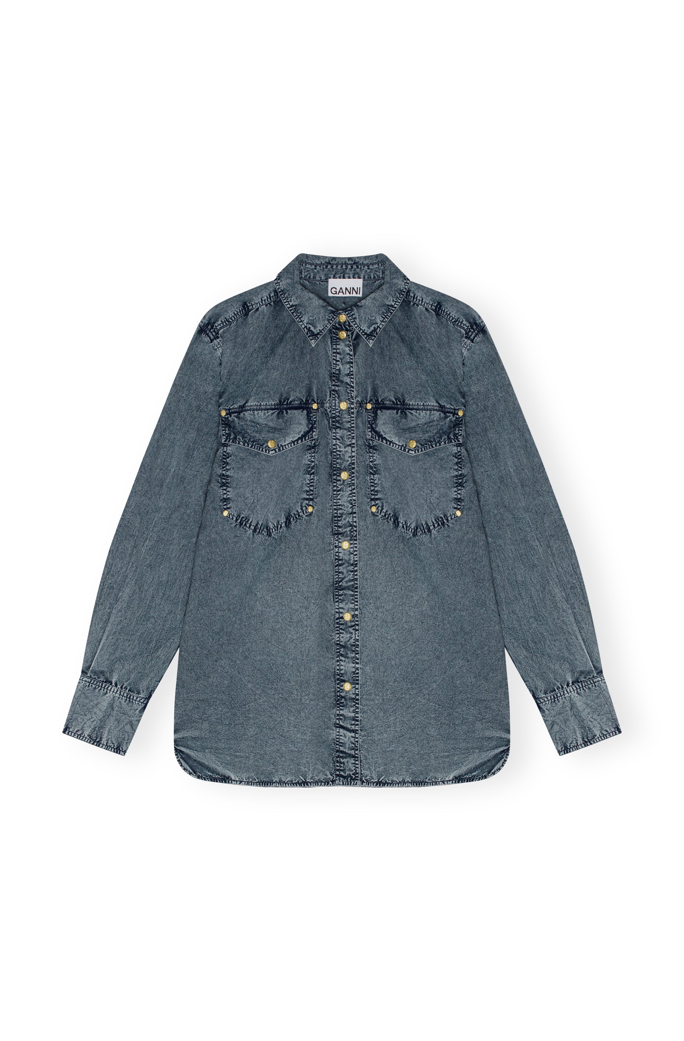 Cotton Poplin Oversized Rivet Shirt