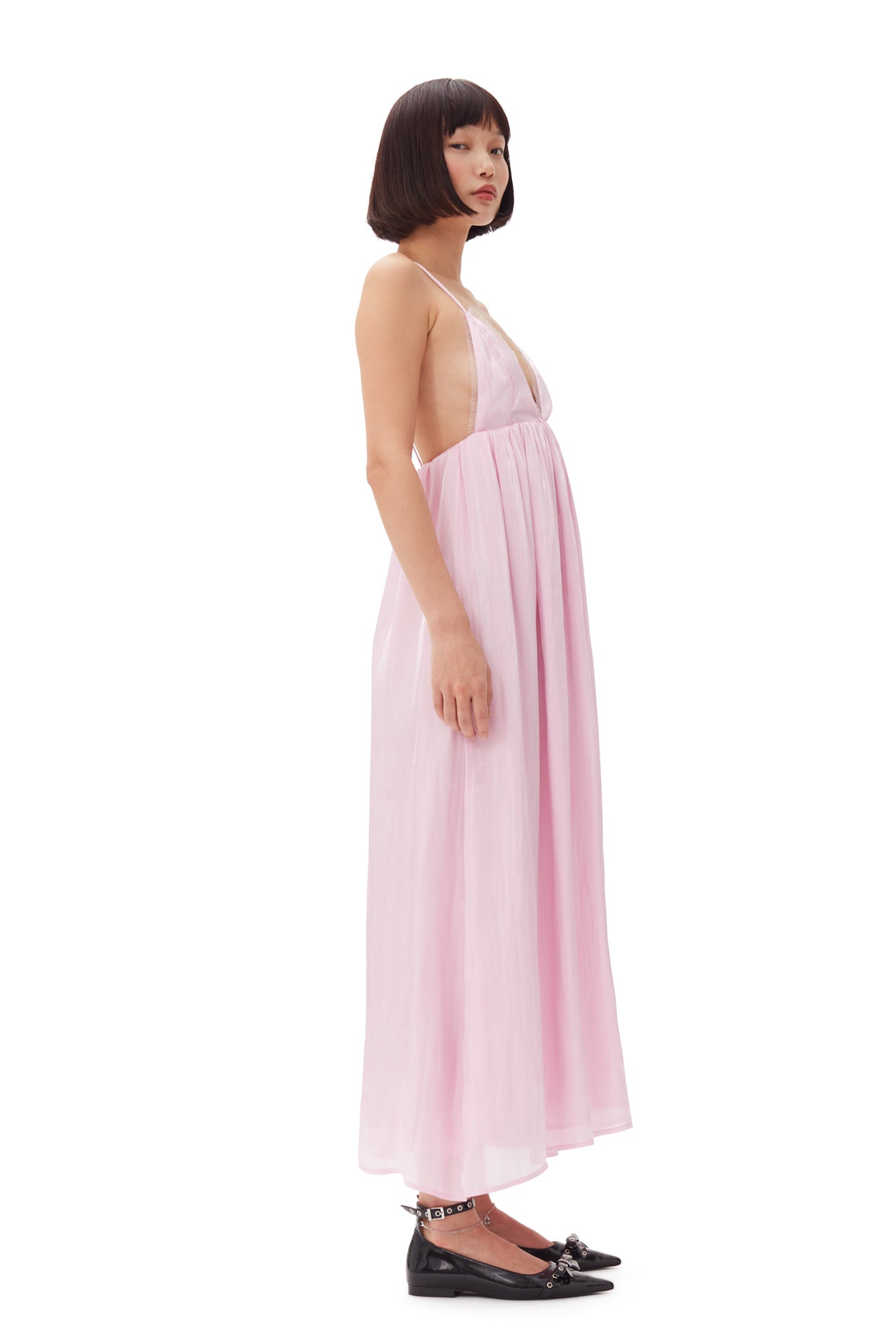 Changeant Satin Strap Dress