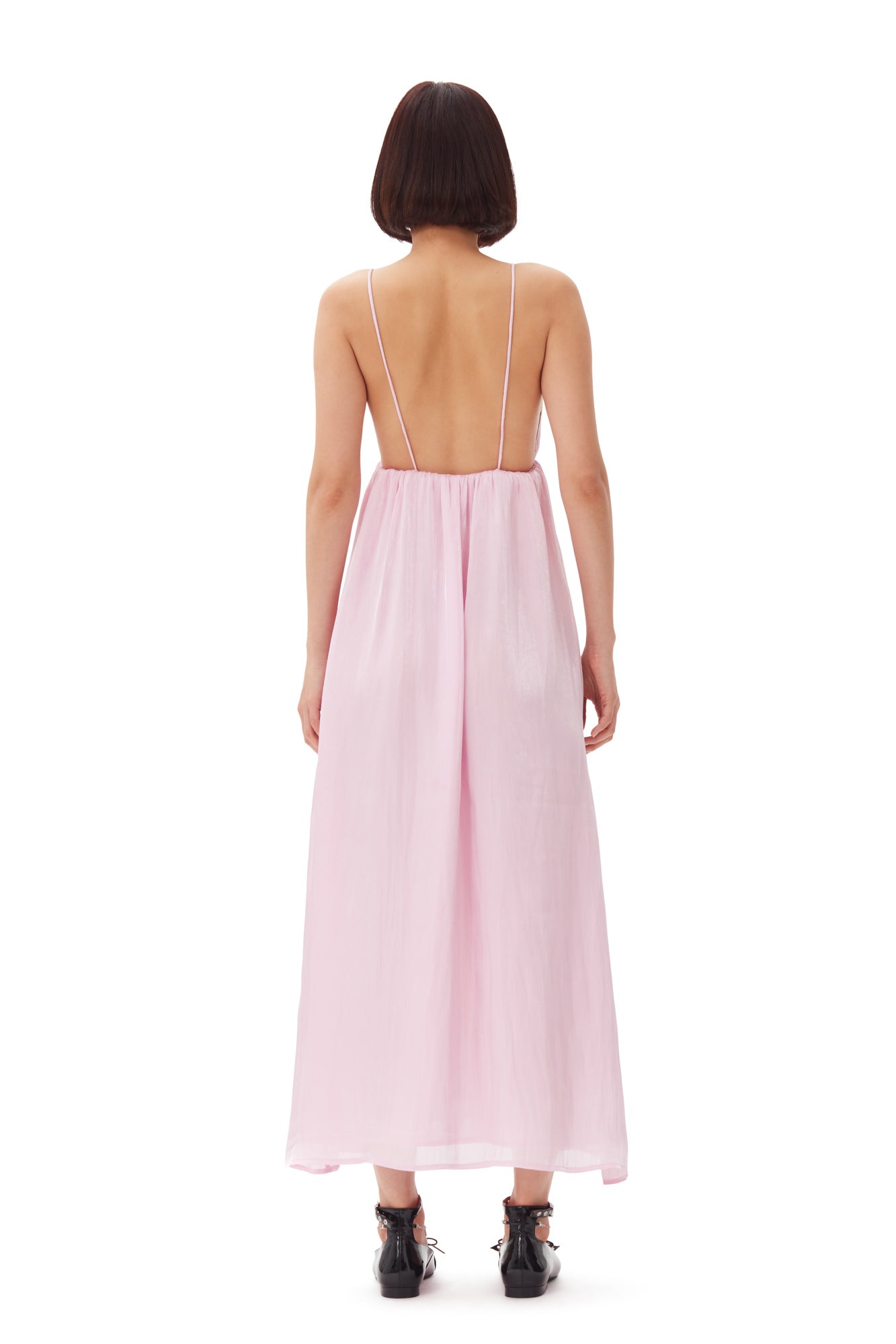 Changeant Satin Strap Dress