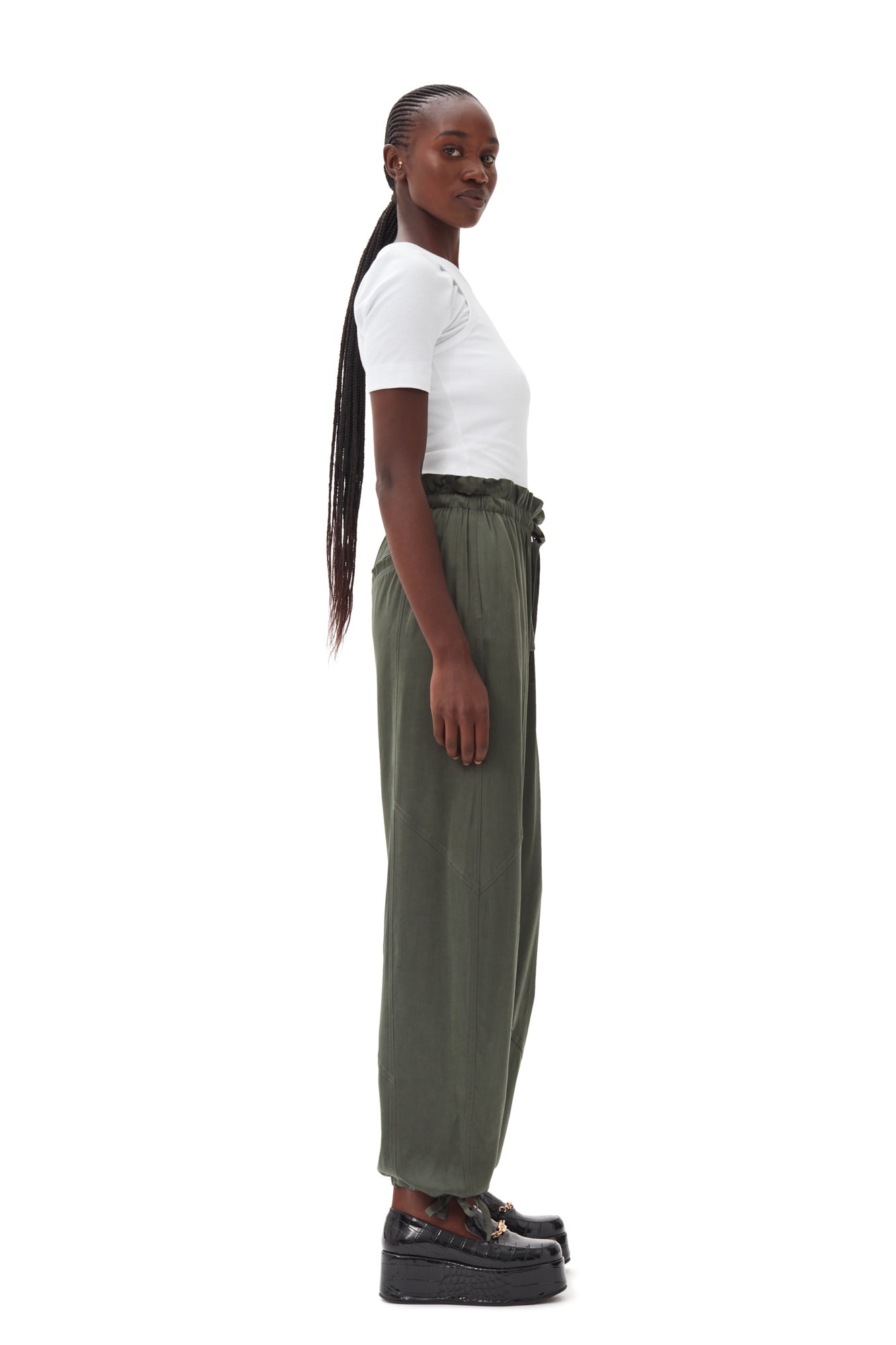 Washed Satin Elasticated Waist Pants
