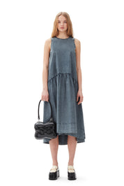 Cotton Poplin Open Back Midi Dress