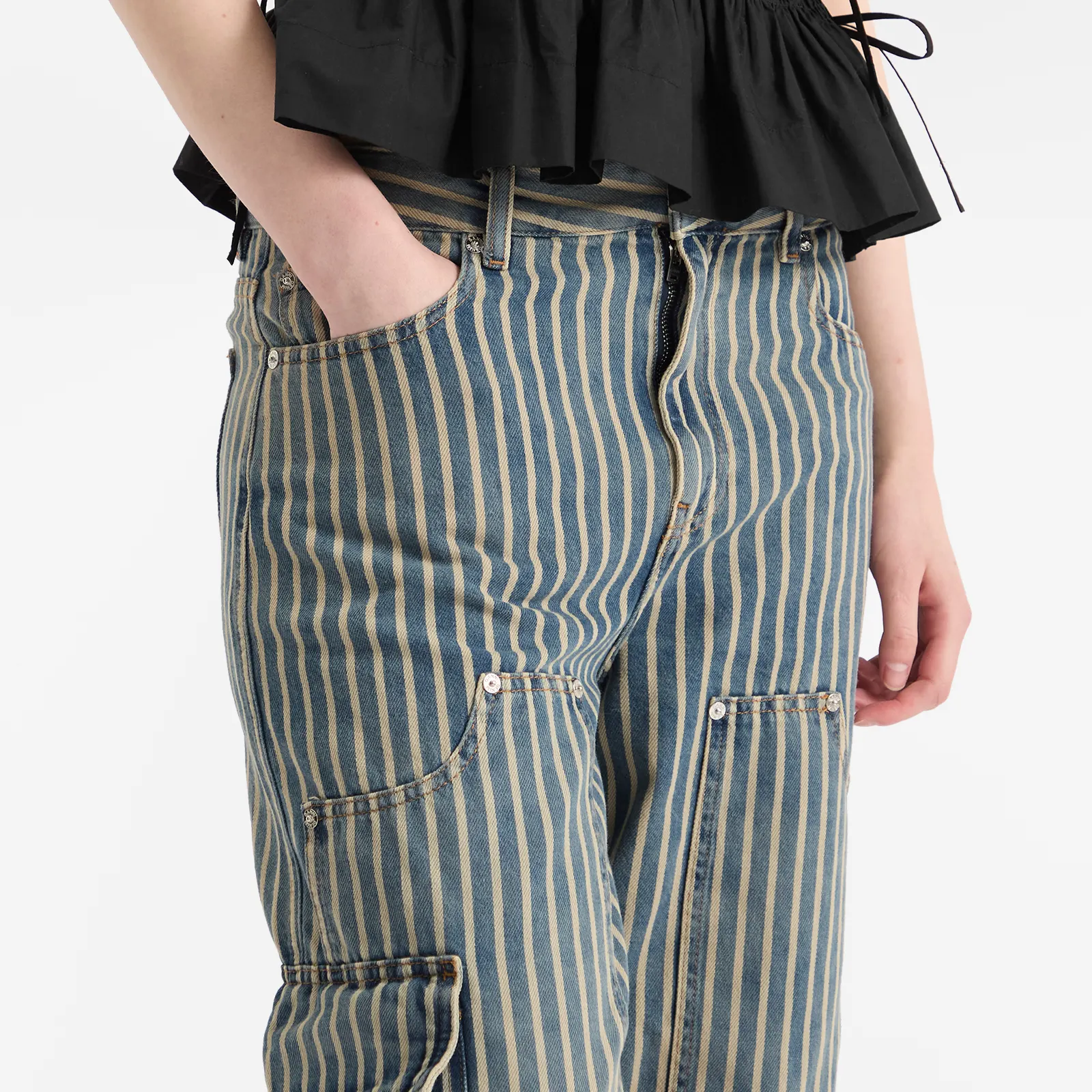 Light Stripe Denim Carpenter Jeans