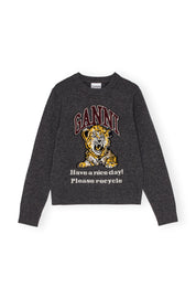 Graphic Wool Mix Tiger Crewneck