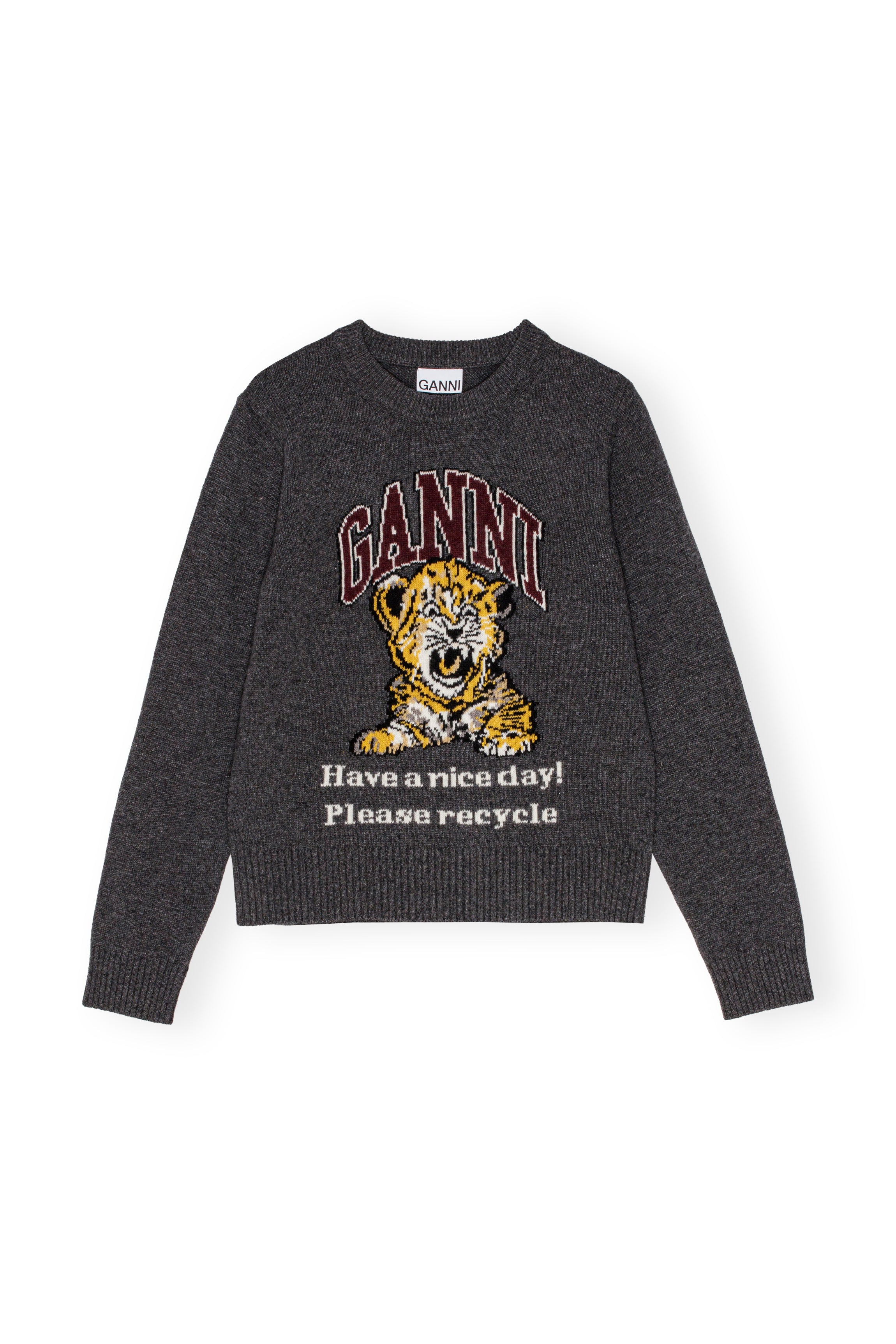 Graphic Wool Mix Tiger Crewneck