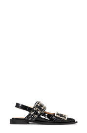 Feminine Buckle Ballerina Naplack Croco
