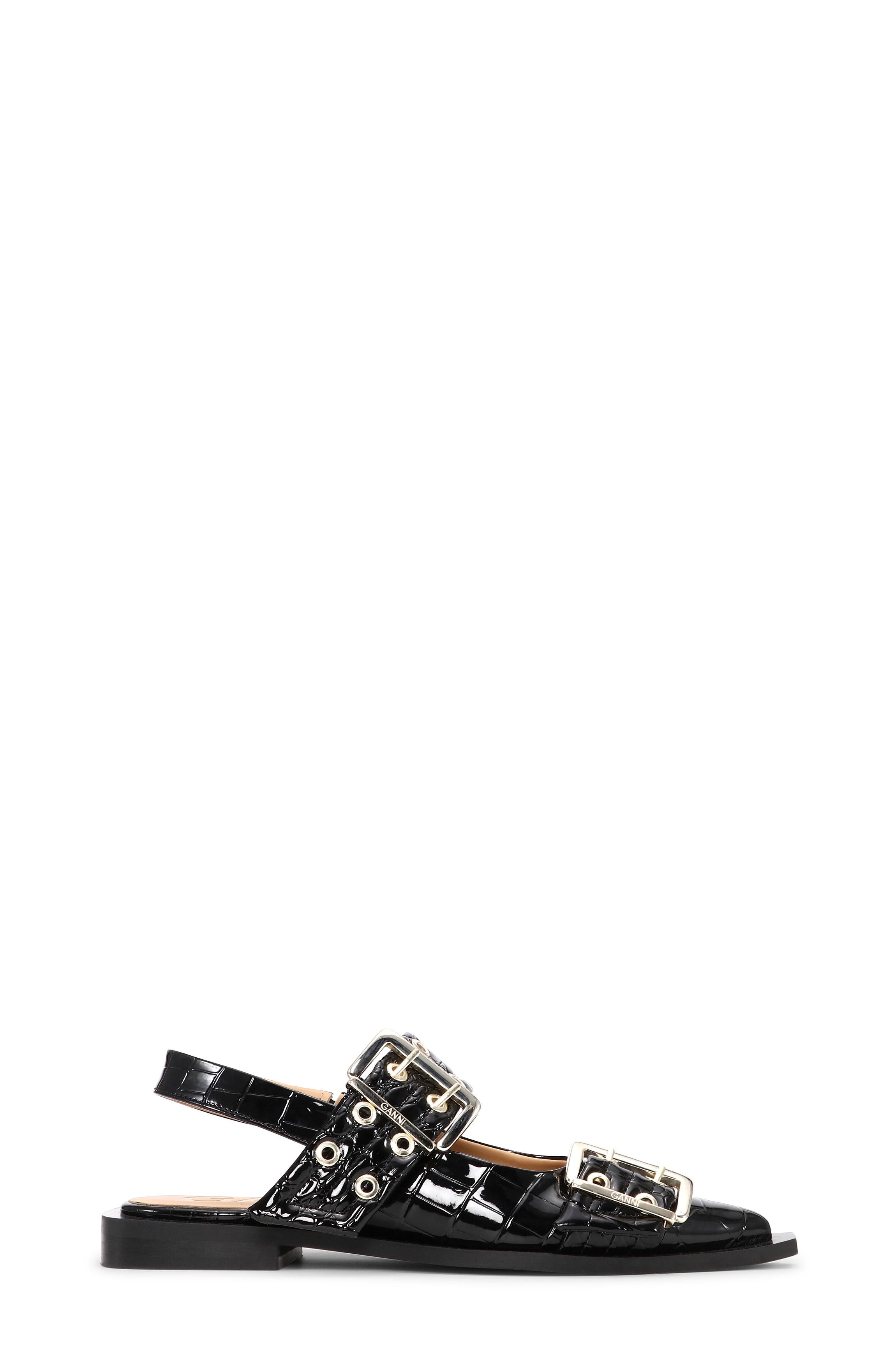 Feminine Buckle Ballerina Naplack Croco
