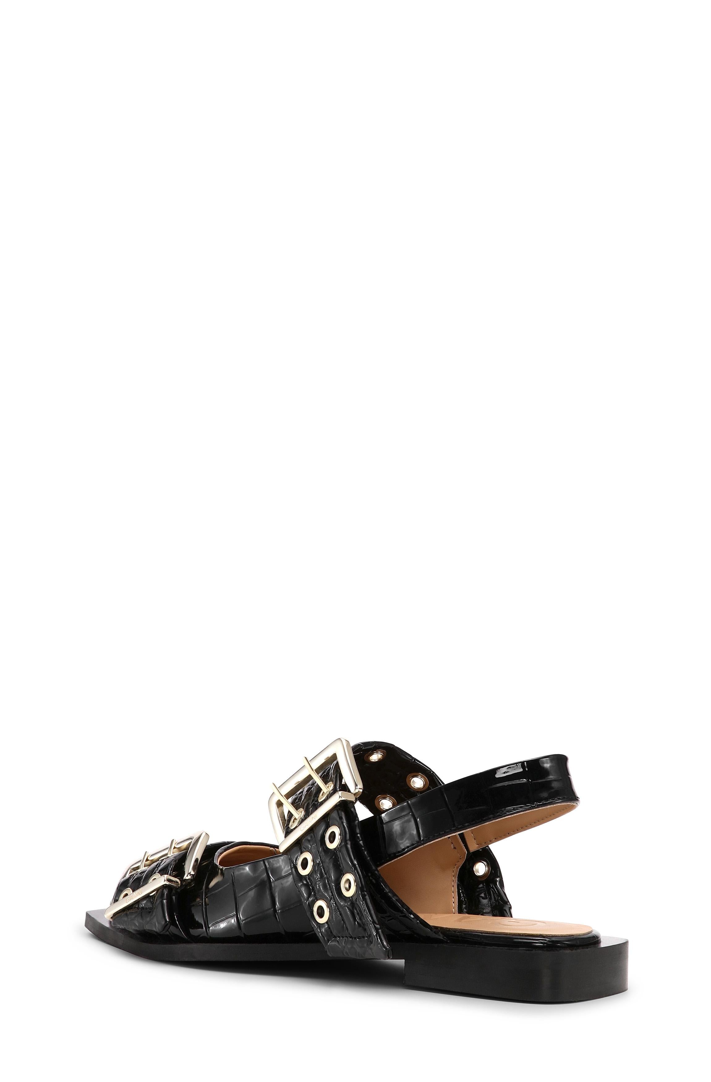 Feminine Buckle Ballerina Naplack Croco