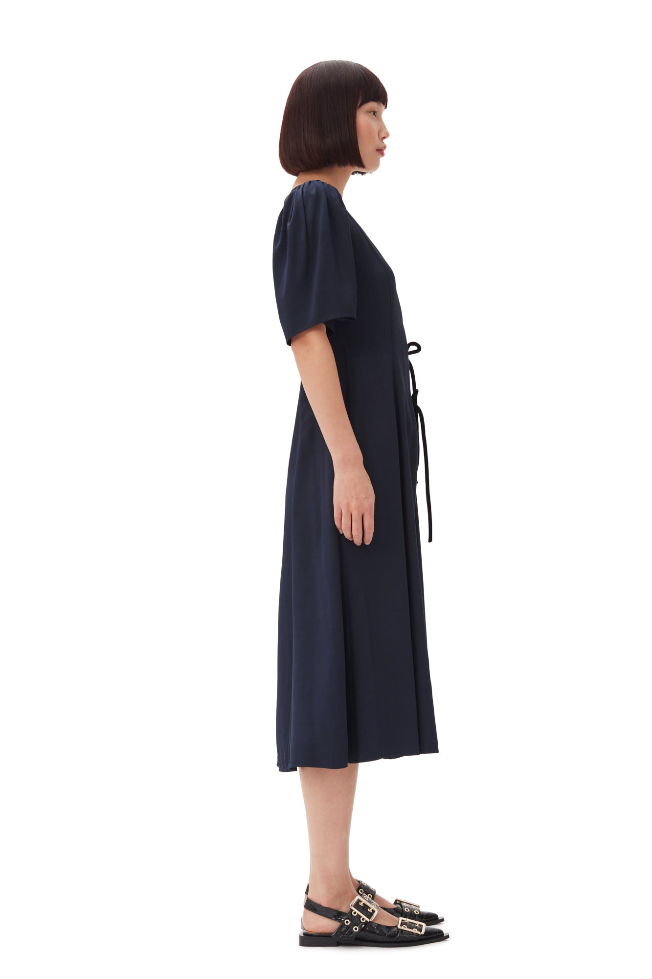 Feminine Buckle Ballerina Naplack Croco
