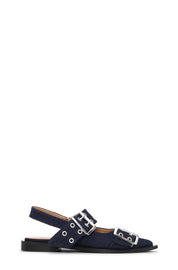 Feminine Buckle Ballerina Denim