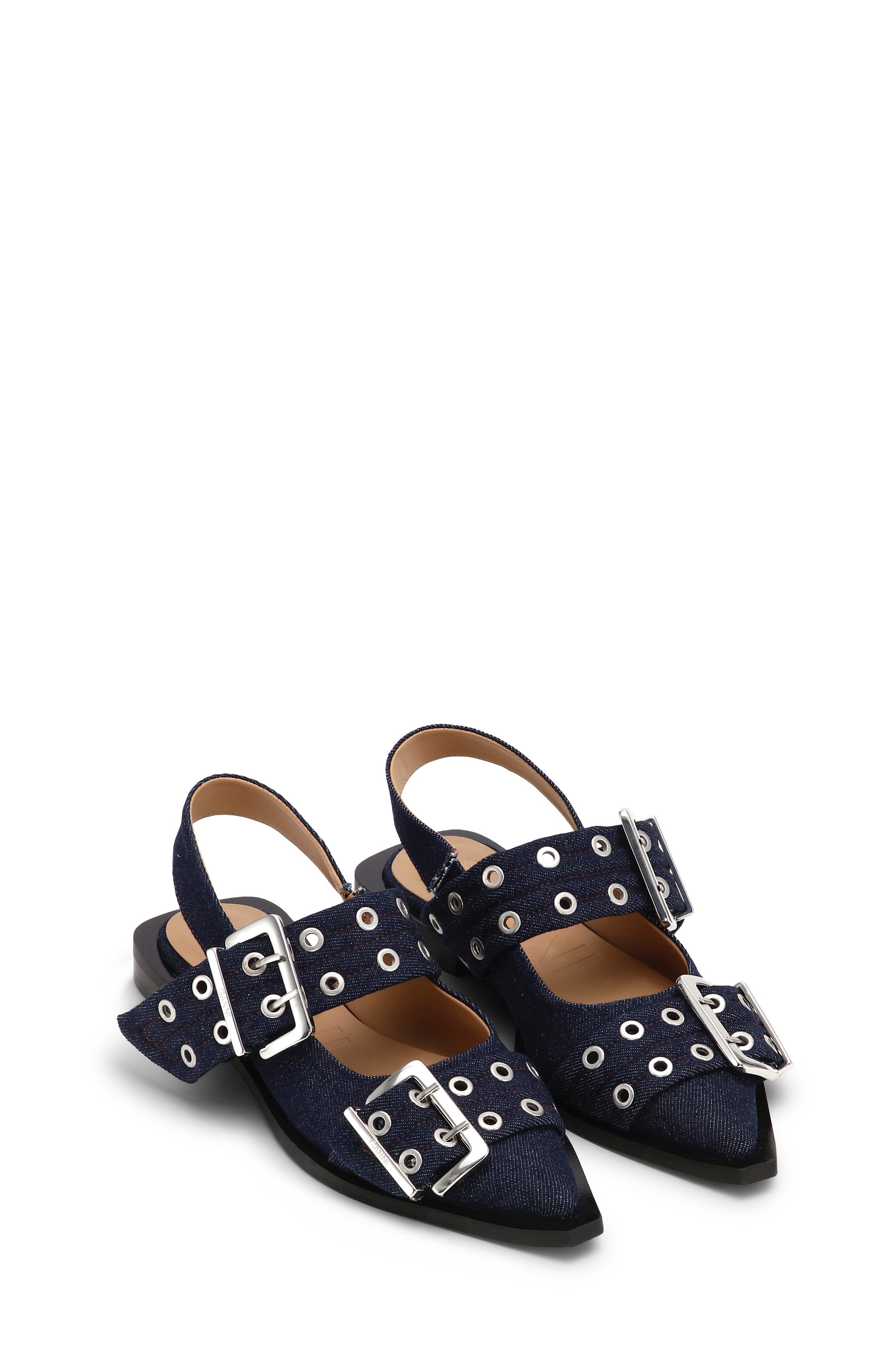 Feminine Buckle Ballerina Denim