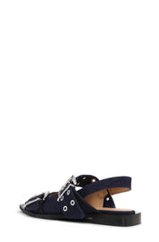 Feminine Buckle Ballerina Denim