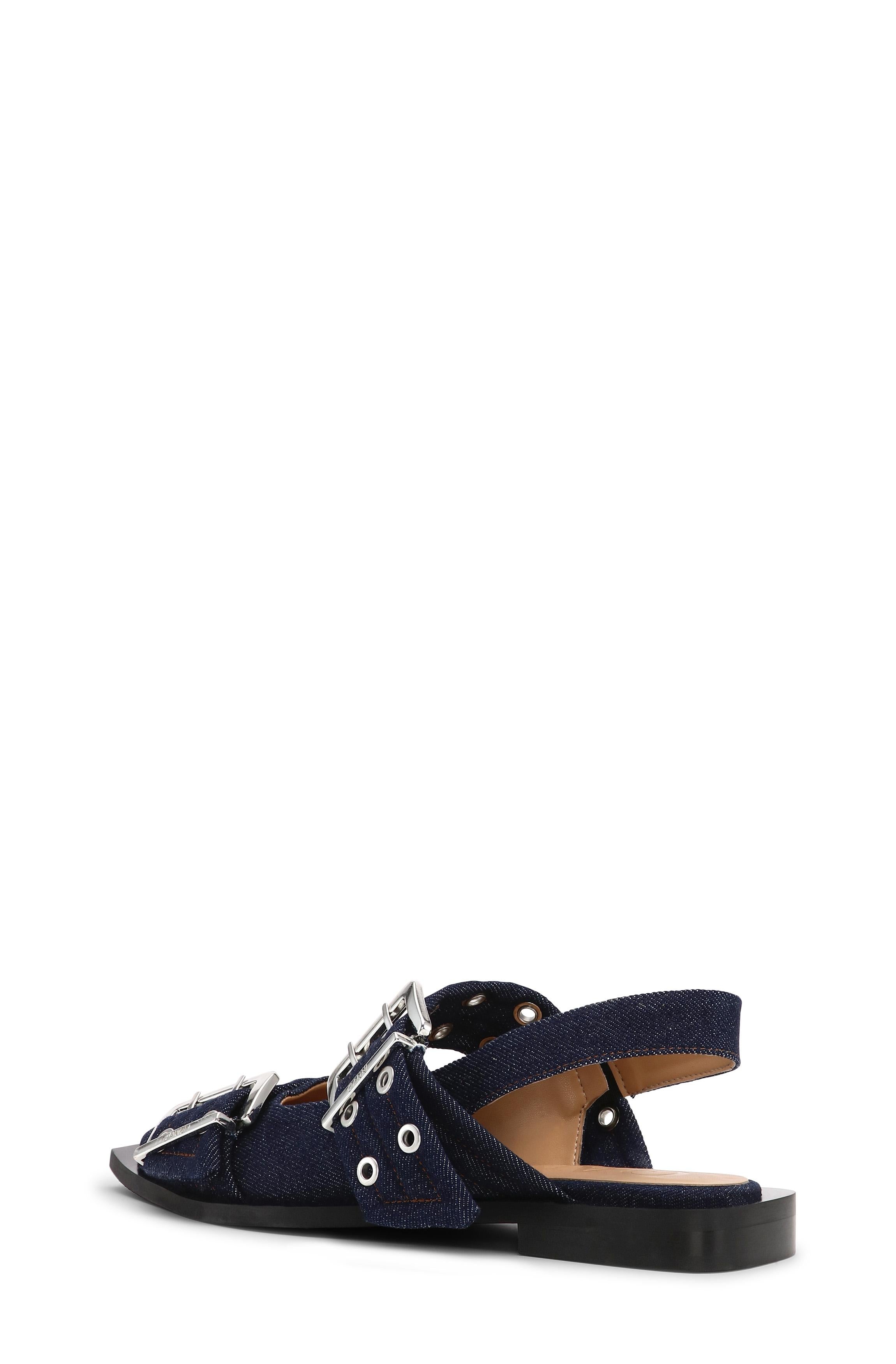 Feminine Buckle Ballerina Denim