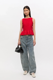 Cotton Poplin Smock Tie String Top