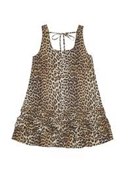 Printed Cotton Poplin U-neck Mini Dress