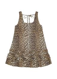 Printed Cotton Poplin U-neck Mini Dress